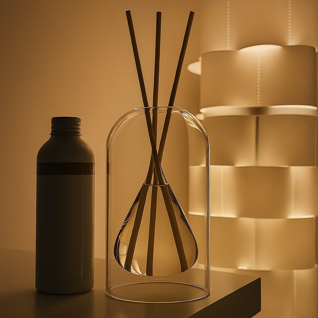 Diffuseur Parfumé Sous Cloche-Design Minimaliste & Tiges Naturelles