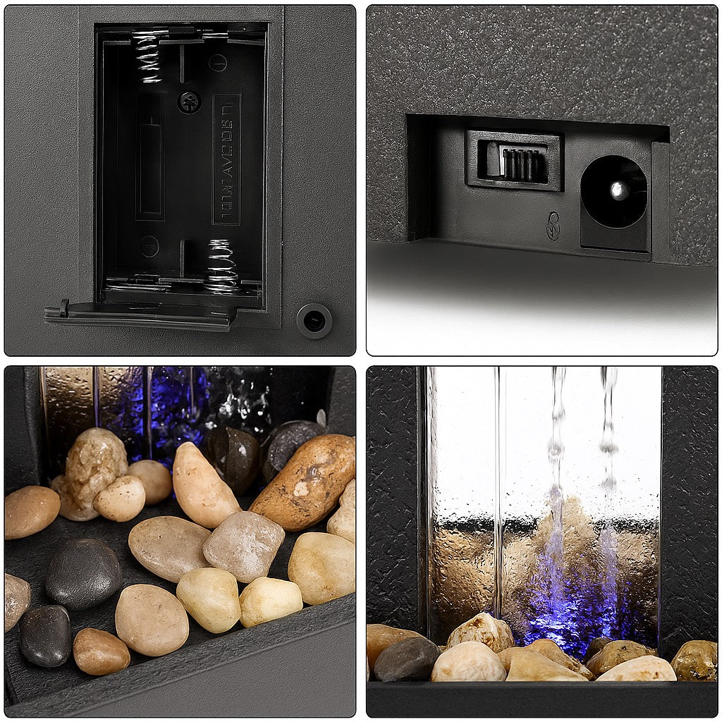 Fontaine d'intérieur LED-Cascade Relaxante & Pierres Naturelles